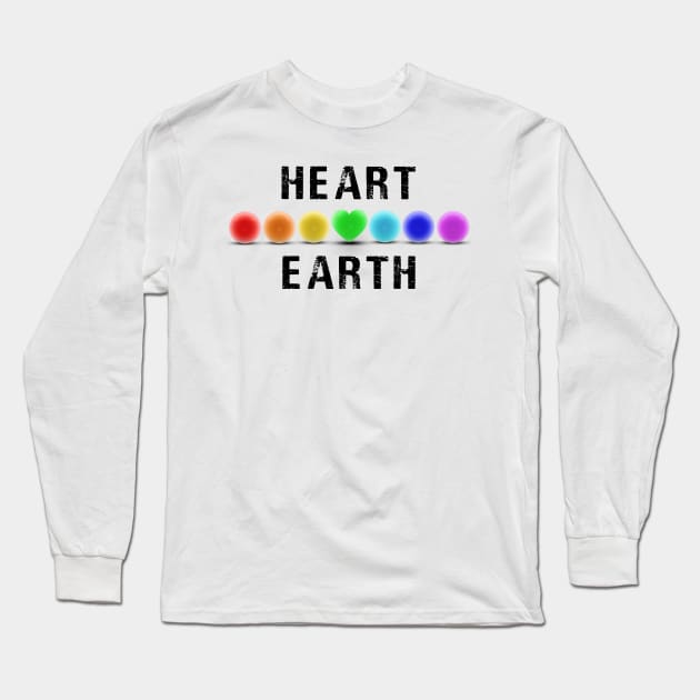 I Heart Earth Love Heart Rainbow Colors Save the Planet World Peace Earth Day Long Sleeve T-Shirt by Chakra Shine